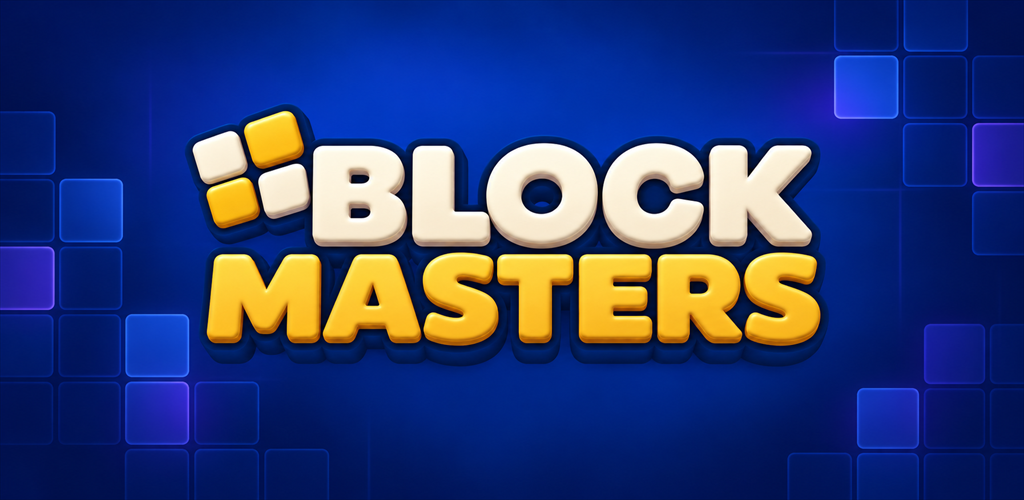 Block Masters gold and ivory geometric logo on a navy arena grid